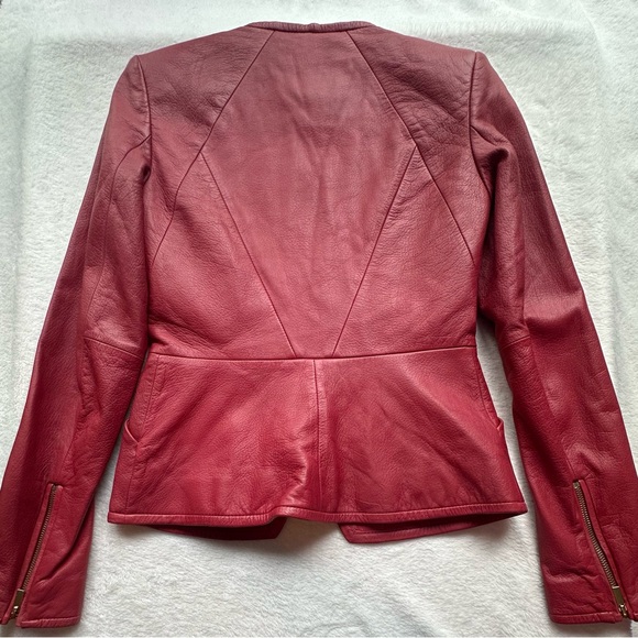 Neiman Marcus Women's XS Red Leather Jacket - GORGEOUS with pockets! - Picture 2 of 8